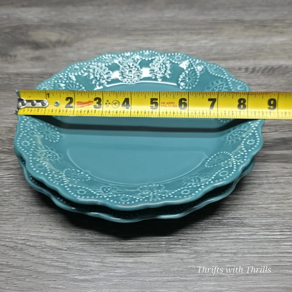 Pioneer‎ Woman Lace Cowgirl Stoneware - Teal - Two Replacement 8.5